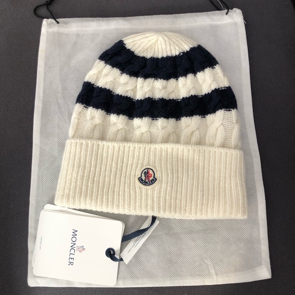 Moncler - Wool Stripe Cable Knit Hat - Picture 2 of 9